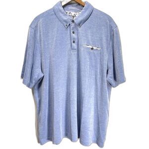 Age Of Wisdom Nicoby Polo Shirt Mens 2XL Short Sleeve Button Collar Pocket Blue